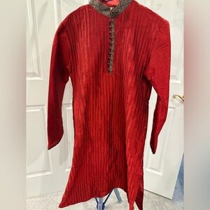 Red Long Sleeve Kurta